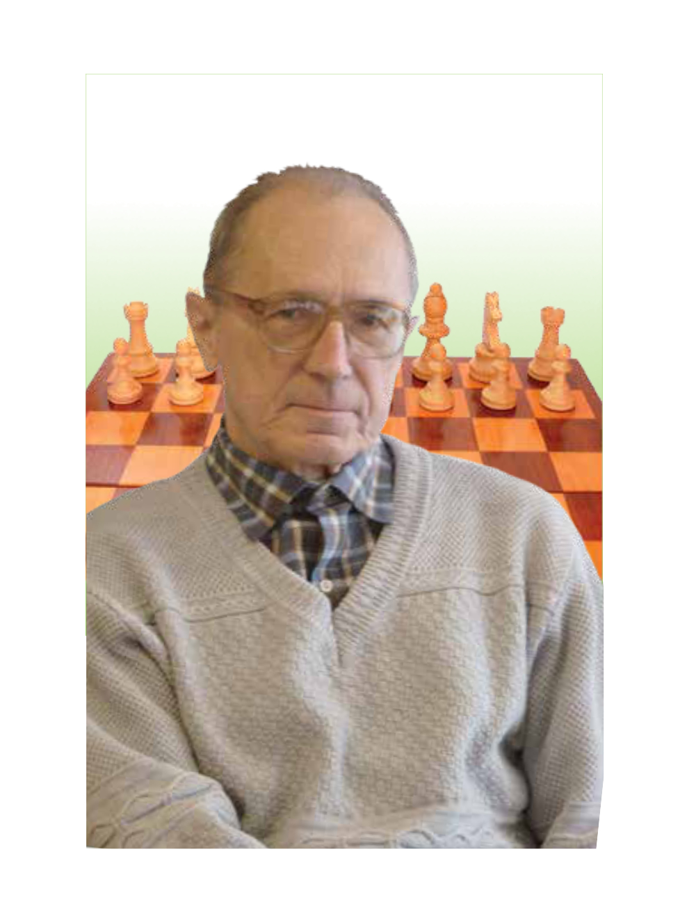 Mężczyzna na tle szachownicy
