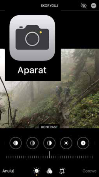 Zrzut ekranu aplikacji Aparat