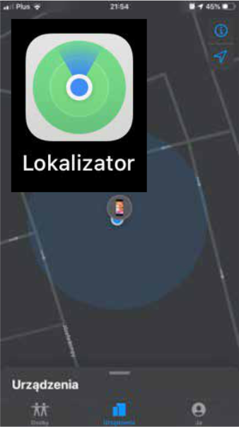 Zrzut ekranu aplikacji Lokalizator