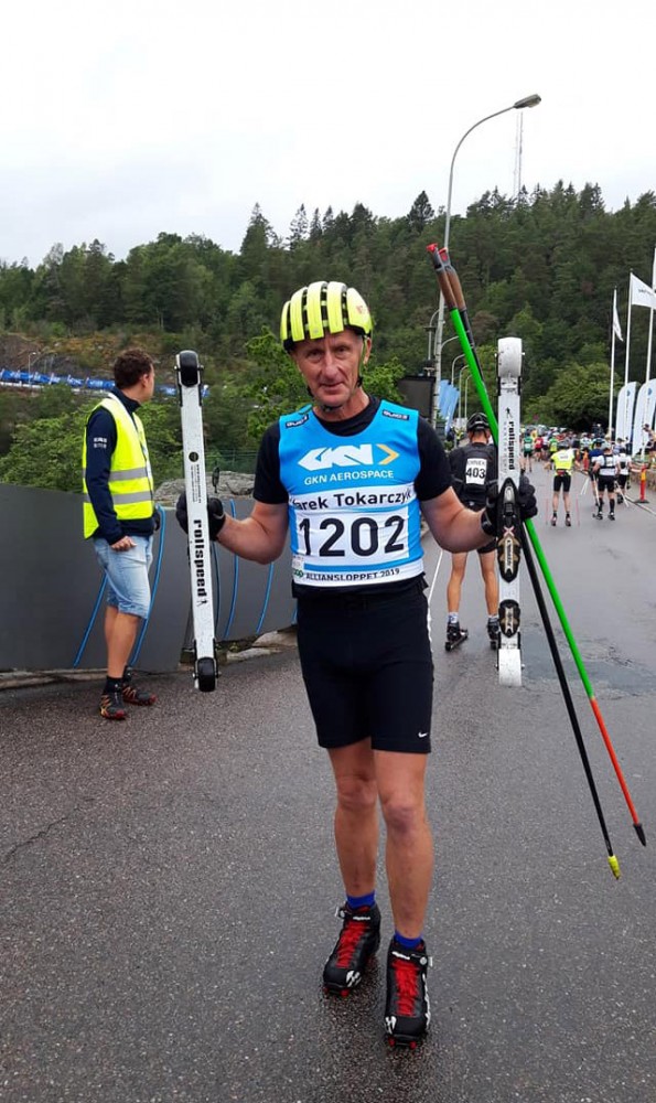 Trener na Aliansloppet – największej imprezie nartorolkowej dla zawodowców i amatorów w Europie. Trollhättan, Szwecja 2019 r.